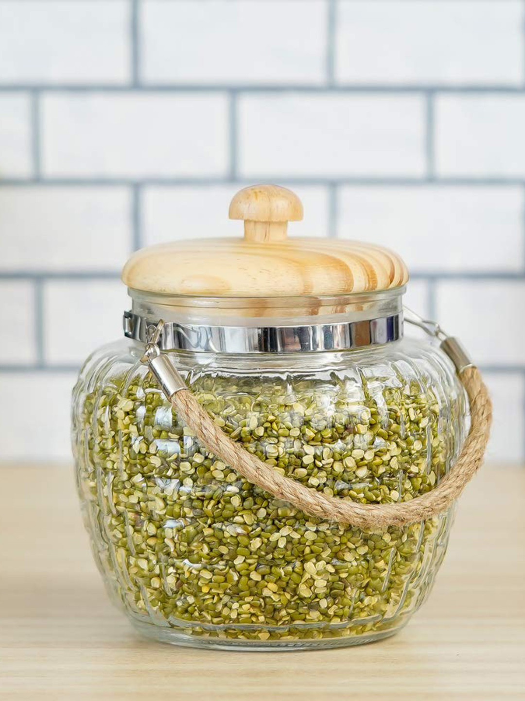 Femora High Line Transparent Glass Dishwasher Safe 4 Piece Clip-On Jar-1.5L