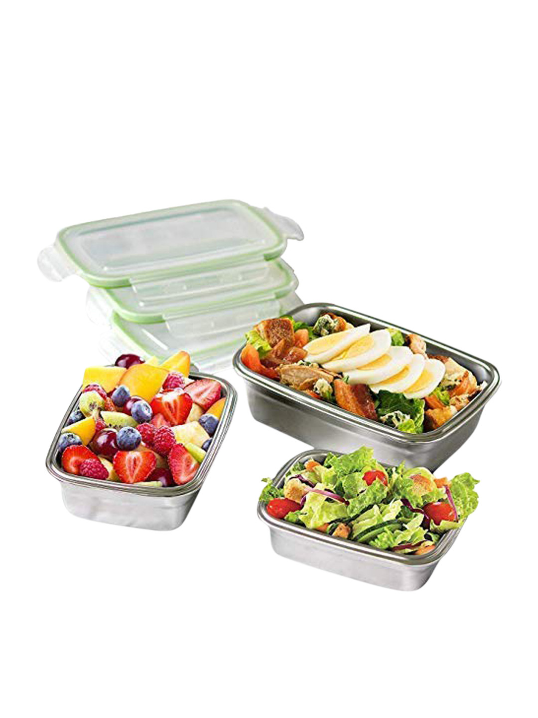 Femora High Stainless Steel Dishwasher Safe 3PCs Lunch Box With Spoon and Fork