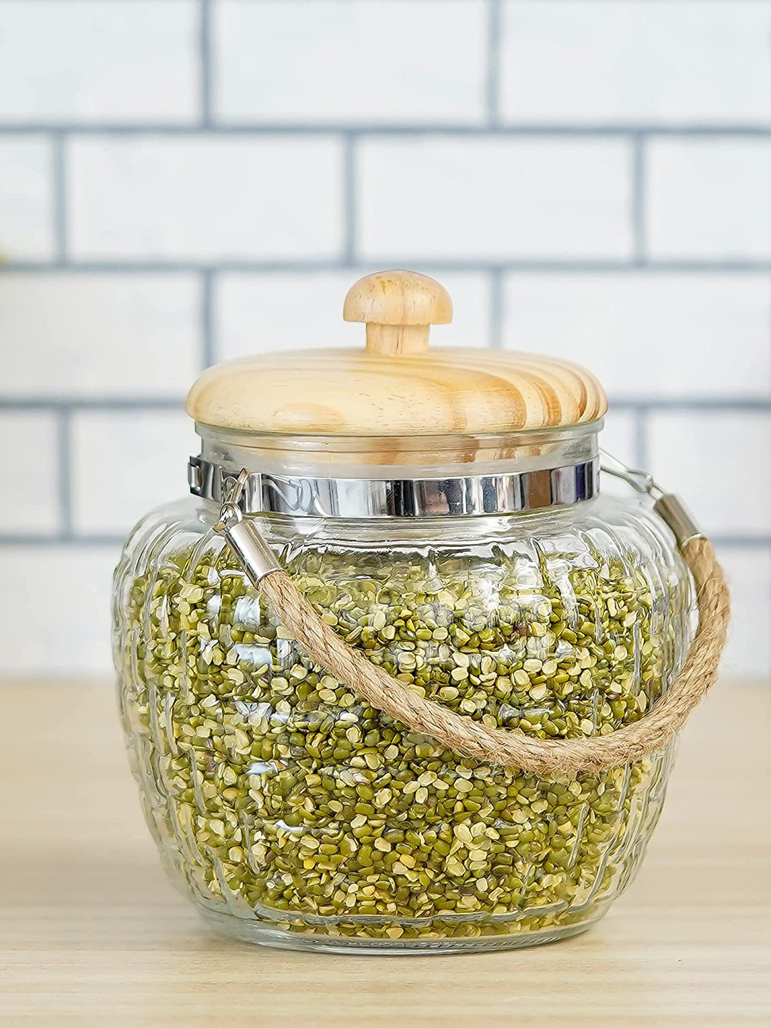 Femora Transparent Glass Air Tight 2 Piece Clip-On Jar-500ml