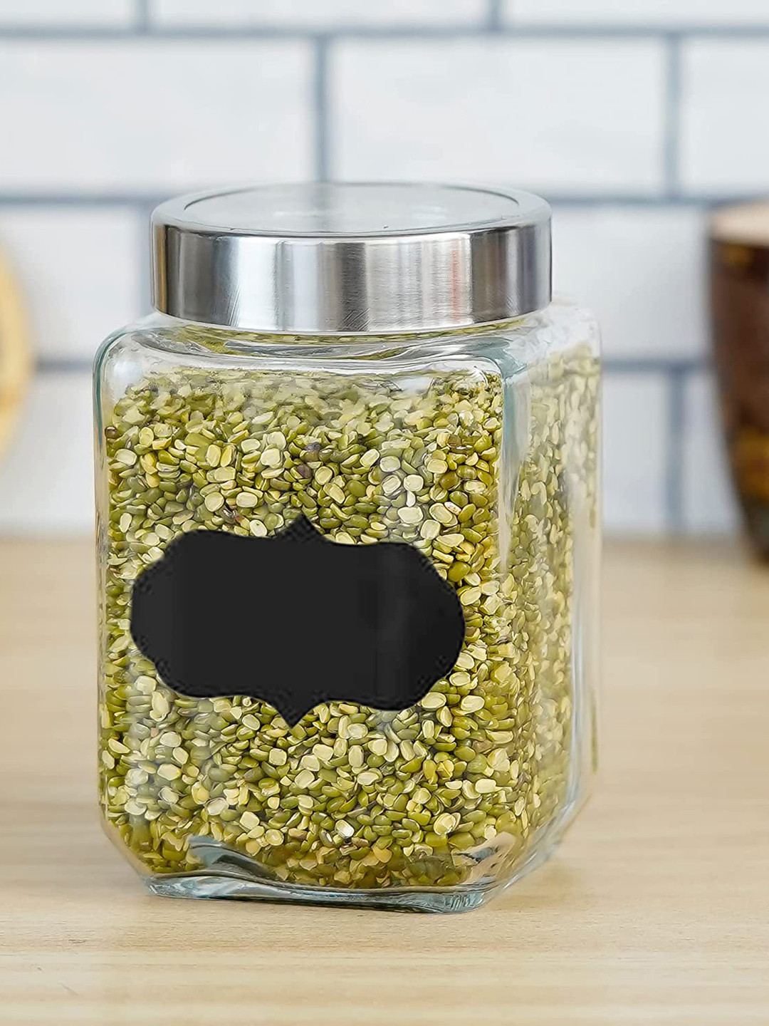 Femora Set Of 2 Transparent Glass Cuboid Kitchen Storage Jar