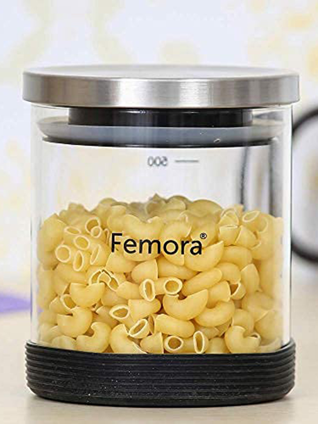 Femora Transparent Borosilicate Glass Dishwasher Safe Clip-On Jar-900ml