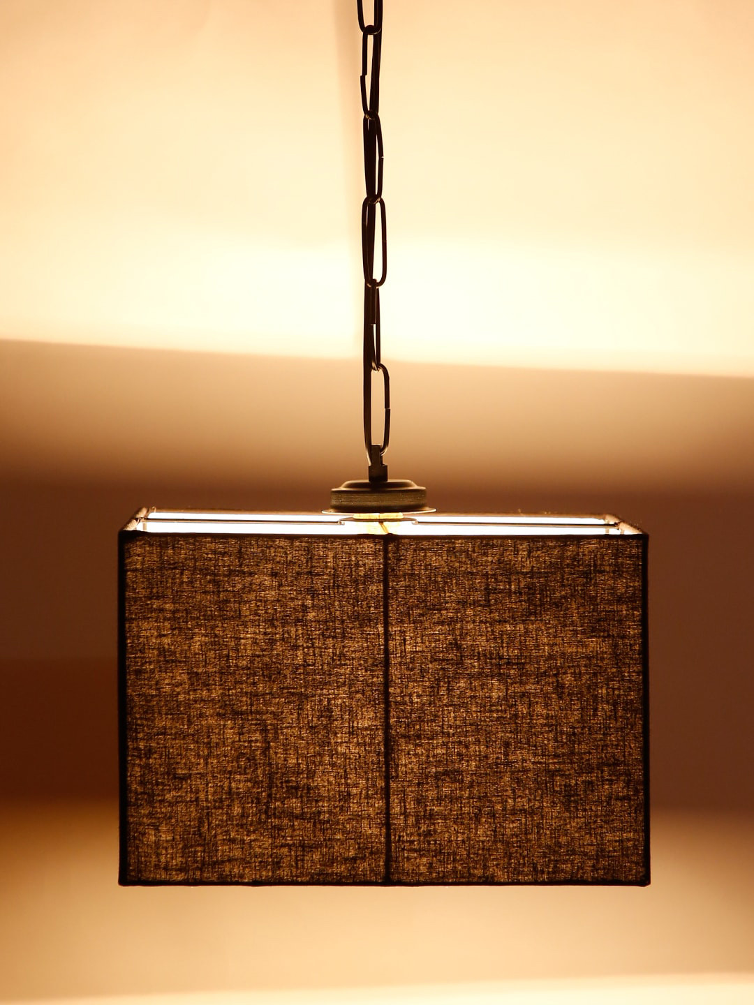 Devansh Black Square Drum Hanging Lamp