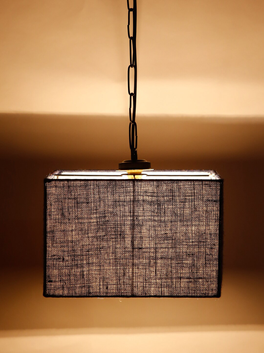 Devansh Blue Square Shaped Jute Drum Hanging Lamp
