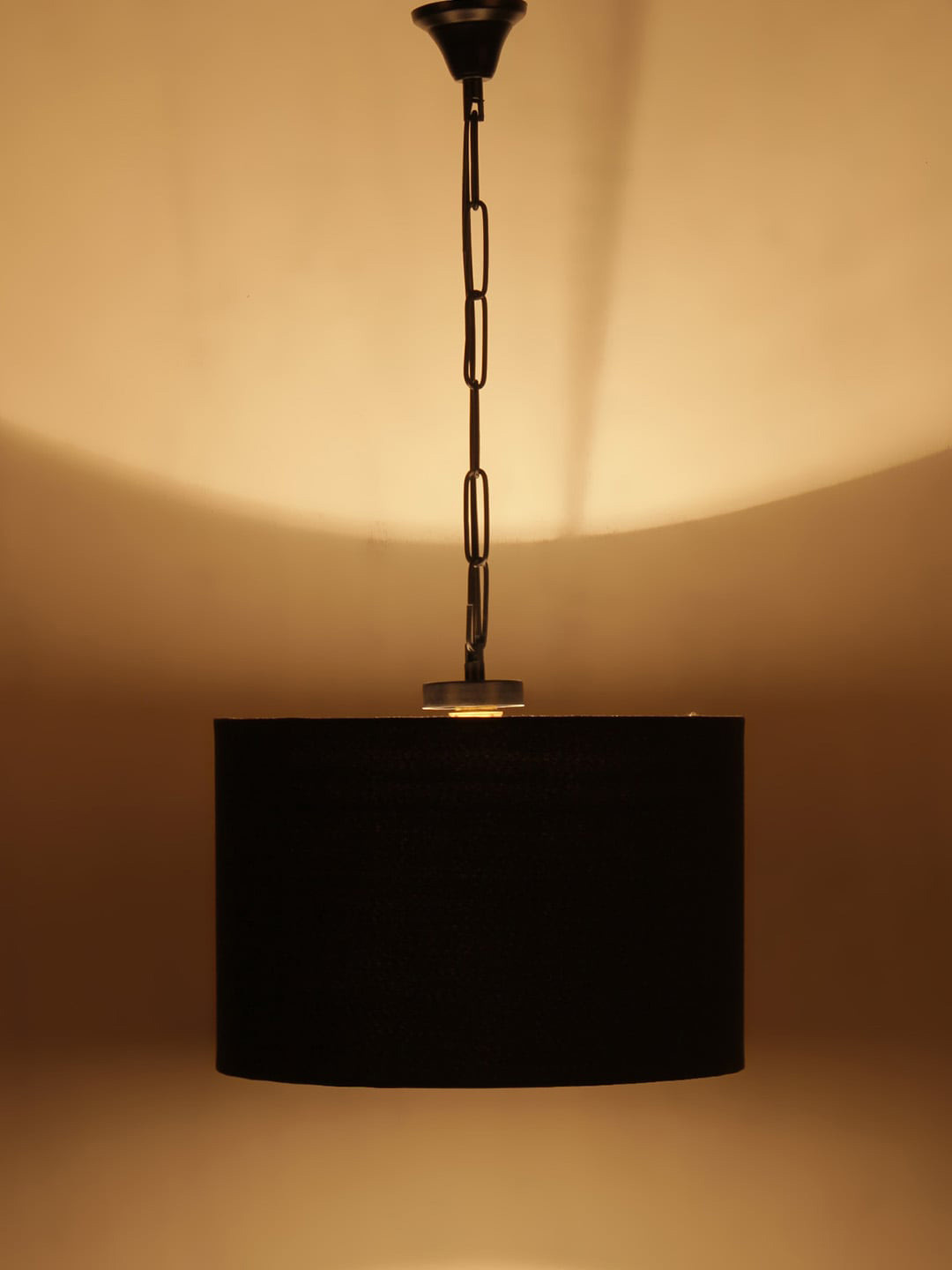 Devansh Black Square Drum Hanging Lamp