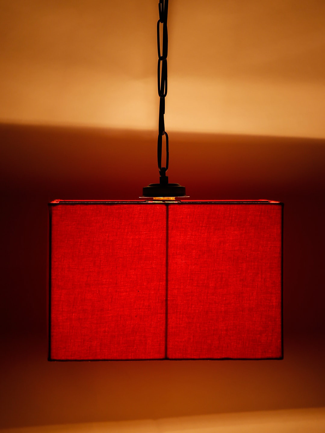 Devansh Red Cotton Square Drum Hanging Lamp
