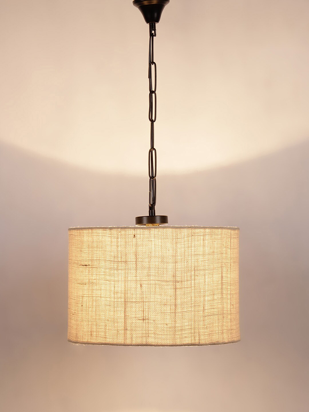 Devansh White Jute Drum Hanging Ceiling Lamp