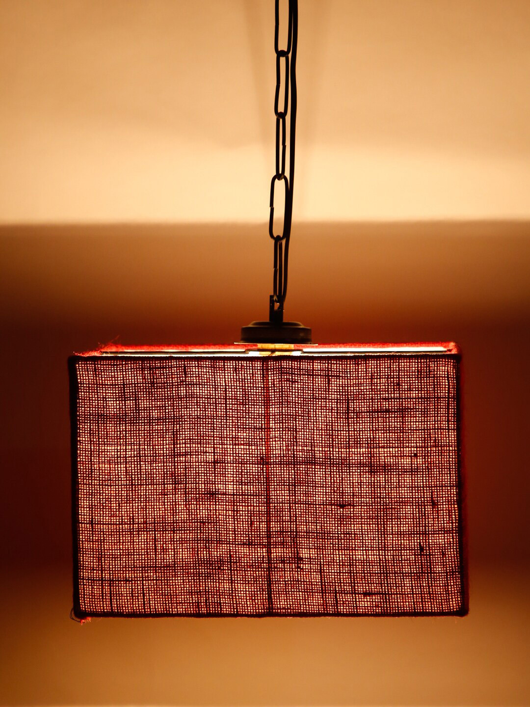 Devansh Square Maroon Jute Drum Hanging Lamp