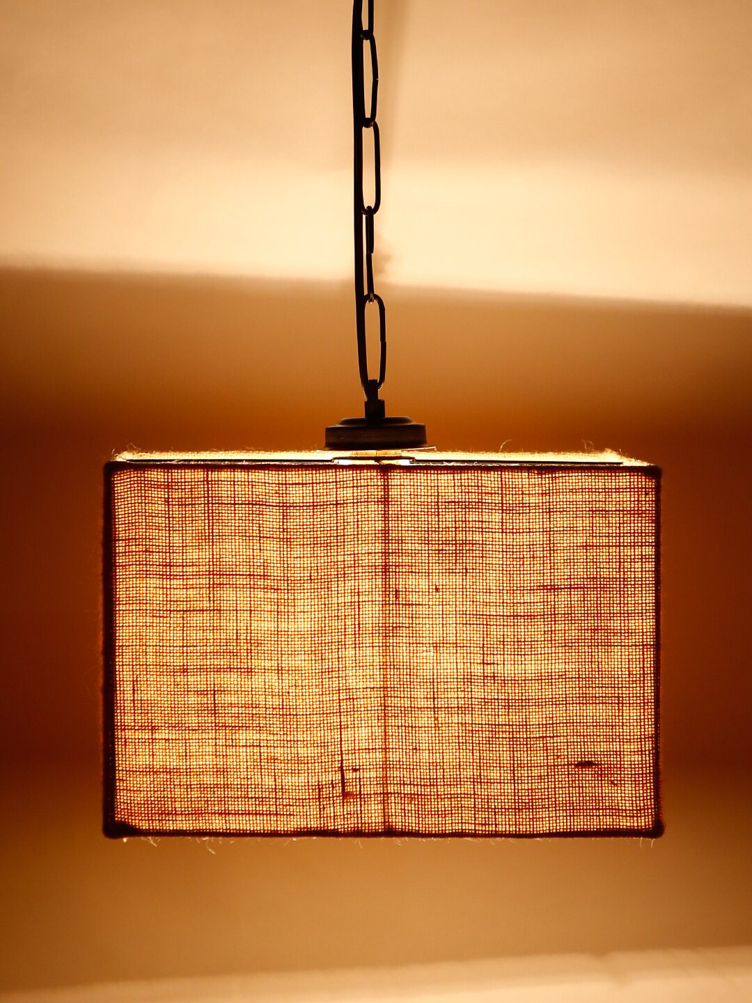 Devansh Beige Jute Square Drum Hanging Lamp
