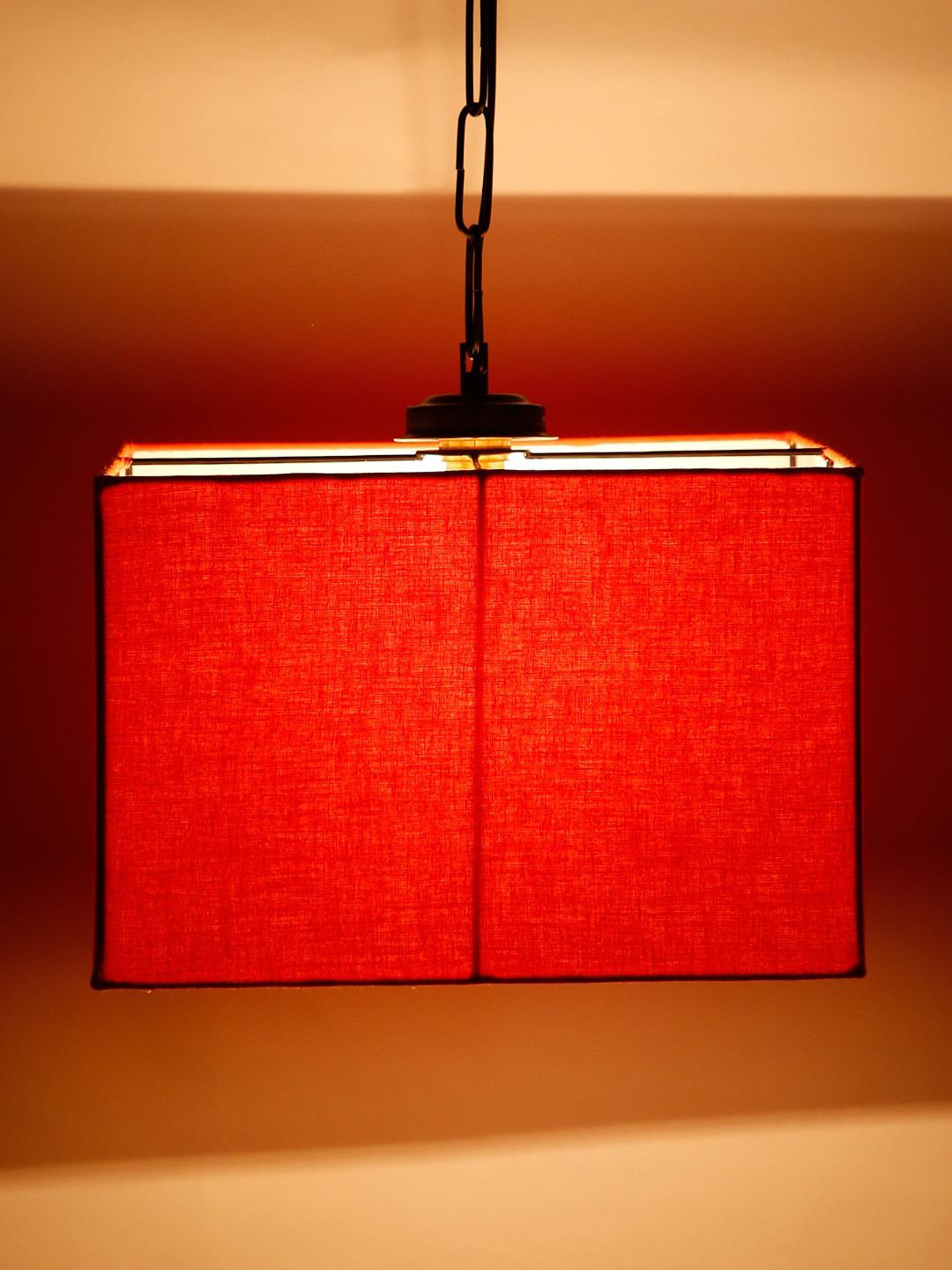 Devansh Orange Cotton Square Drum Hanging Lamp
