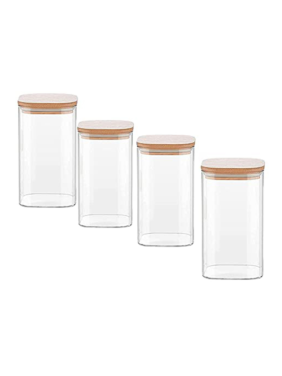 Femora Transparent Borosilicate Glass Air Tight 4 Piece Clip-On Jar-700ml