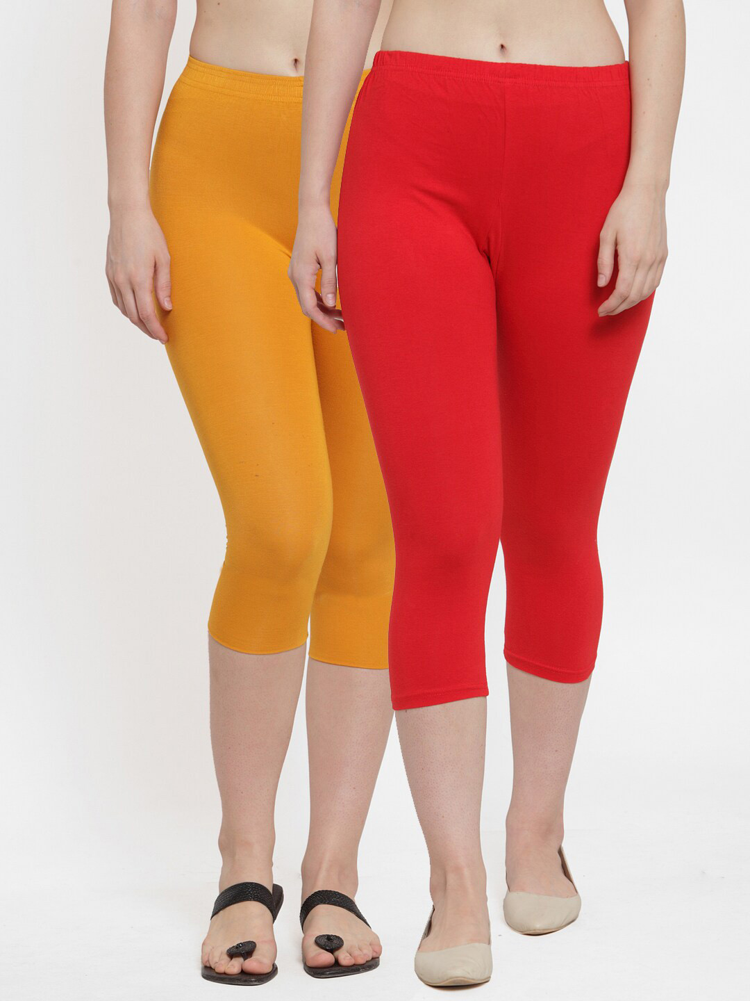 GRACIT Women 2 Red & Mustard Capris