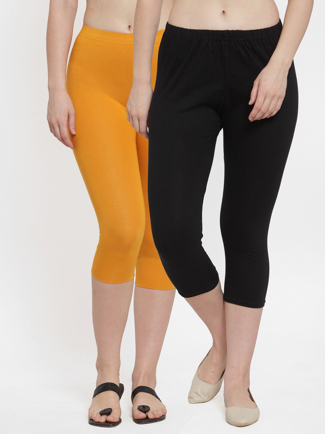 GRACIT Women Black & Yellow Capris