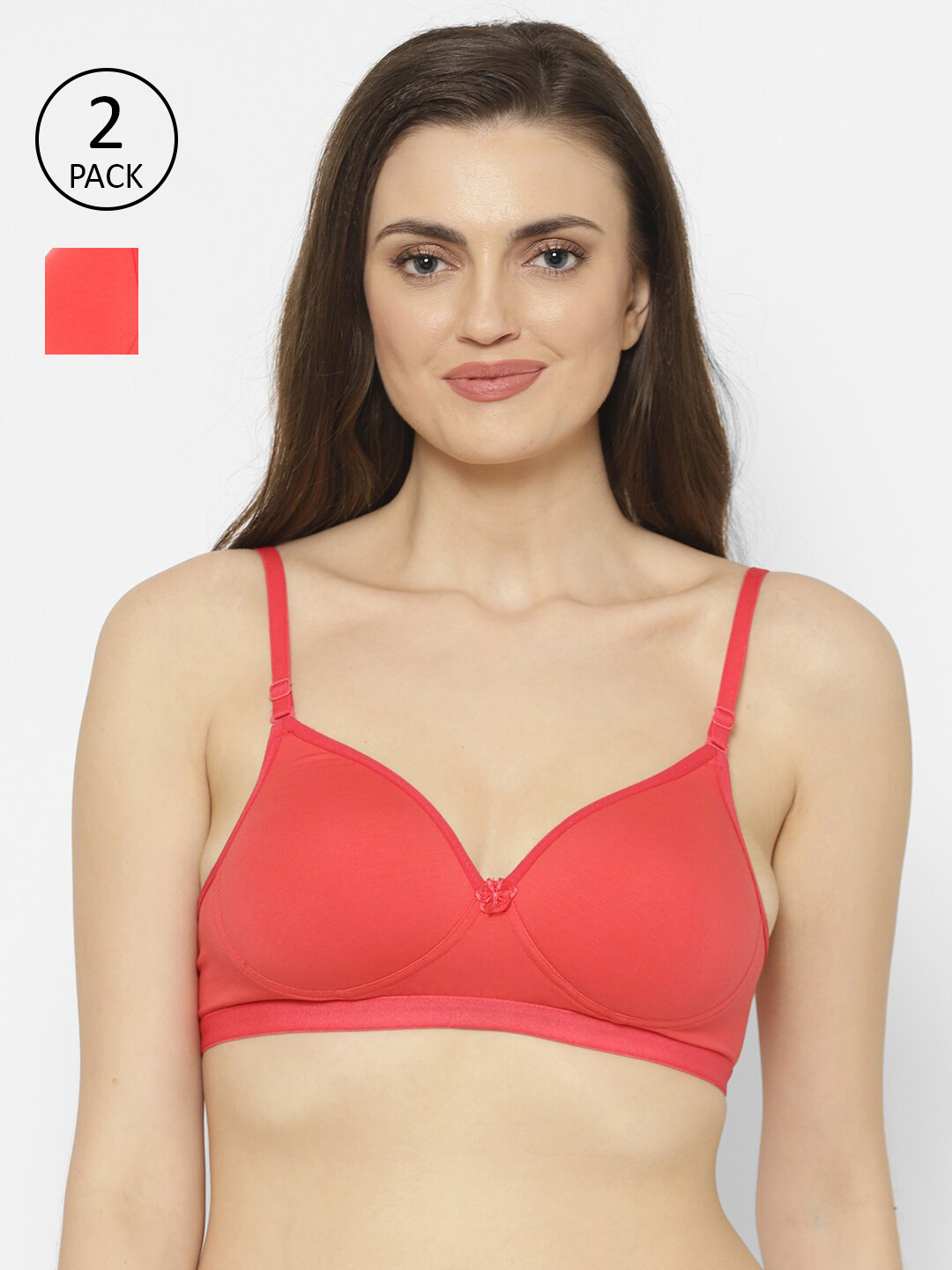 Floret Red Set Of 2 Lightly Padded Non Wired Bra