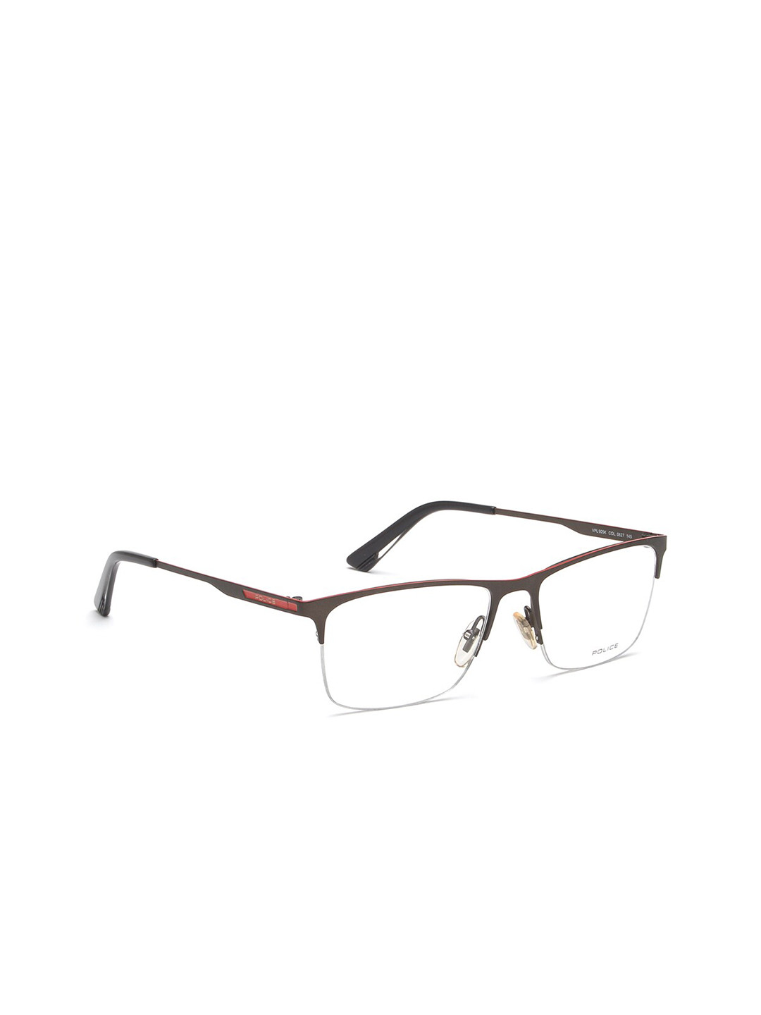 Police Men Brown Half Rim Square Frames