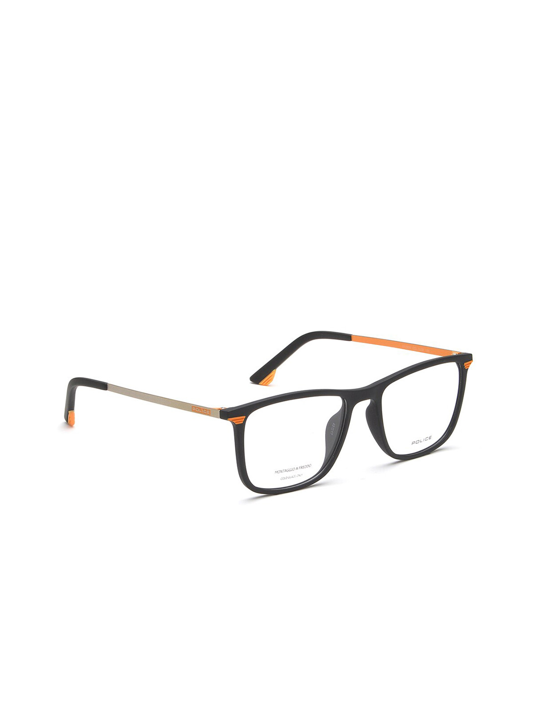 Police Men Black & Orange Full Rim Square Frames