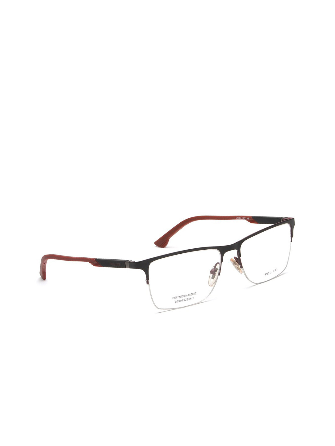 Police Men Charcoal & Maroon Half Rim Rectangle Frames