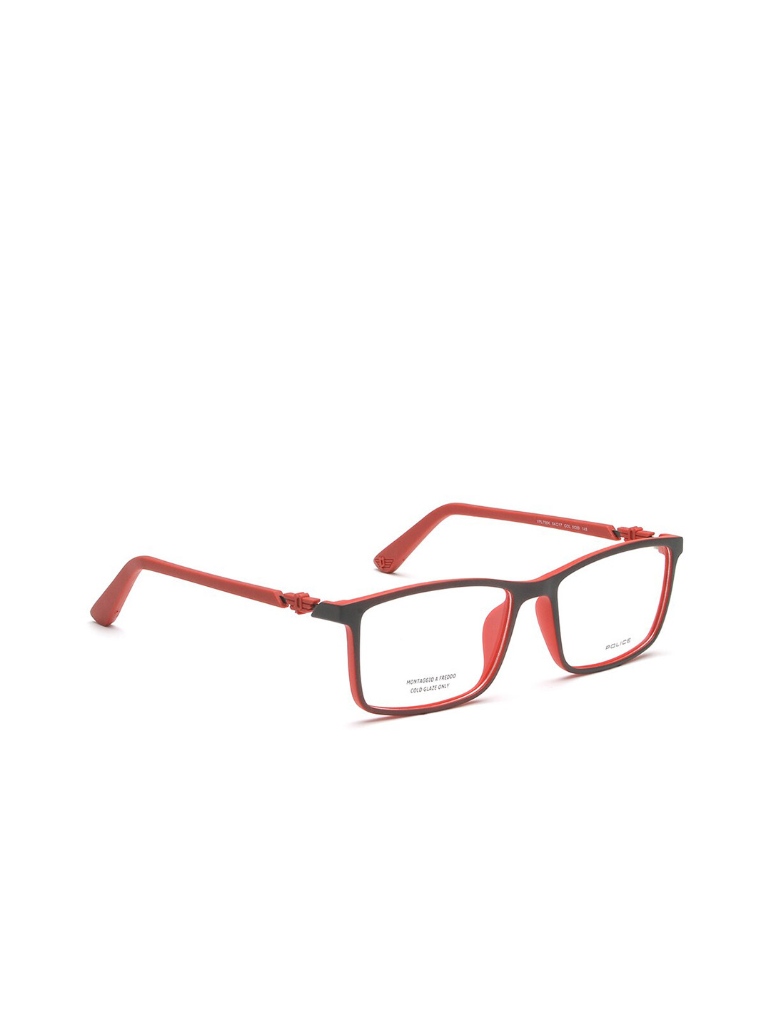 Police Men Black & Red Full Rim Rectangle Frames VPL796K54C89FR