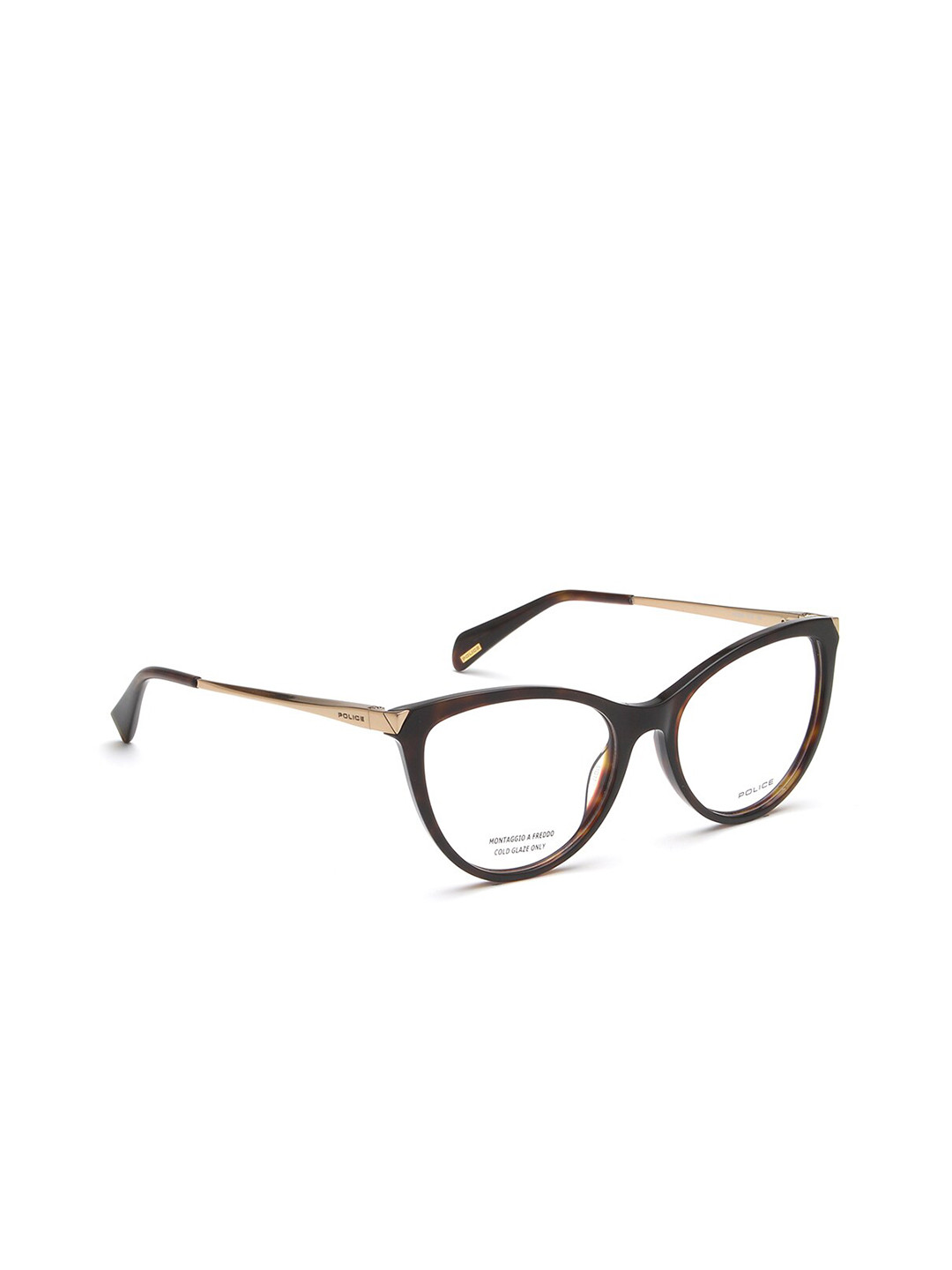 Police Women Brown & Gold-Toned Tortoise Shell Full Rim Cateye Frames