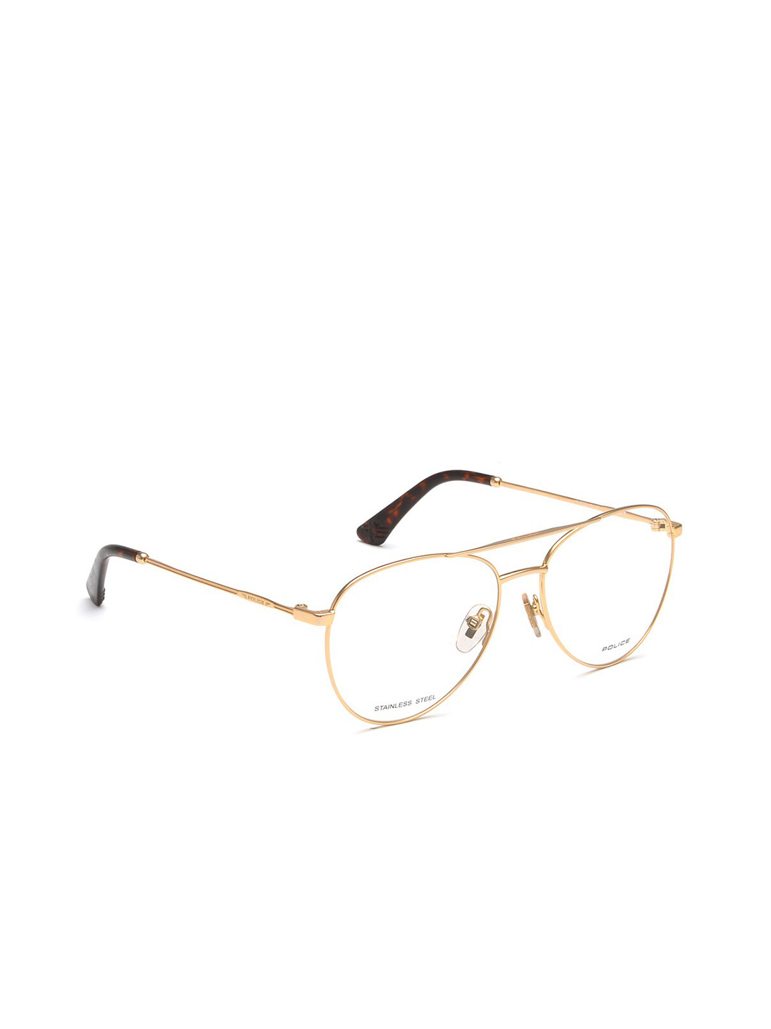 Police Men Gold-Toned & Red Full Rim Aviator Frames