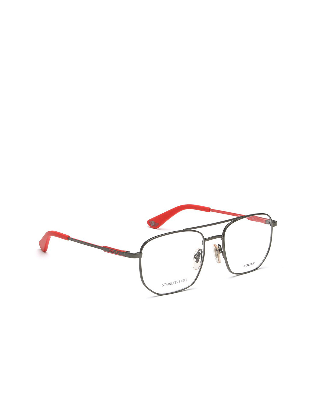 Police Men Grey & Red Solid Full Rim Square Frames