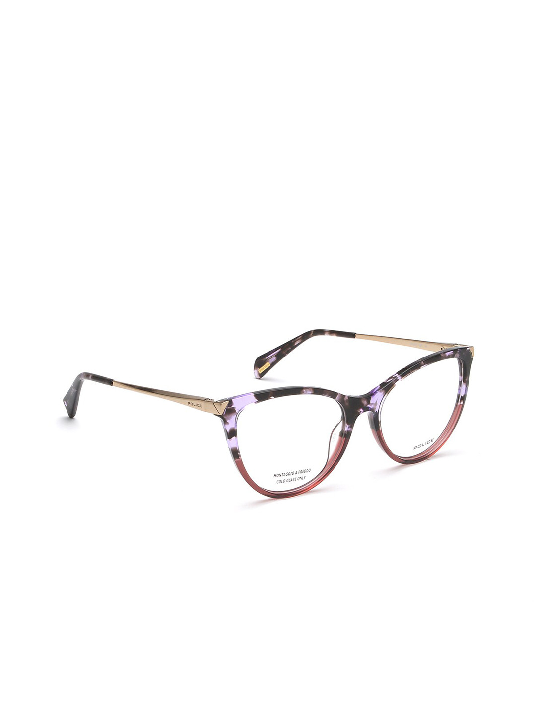 Police Women Lavender & Brown Abstract Full Rim Cateye Frames