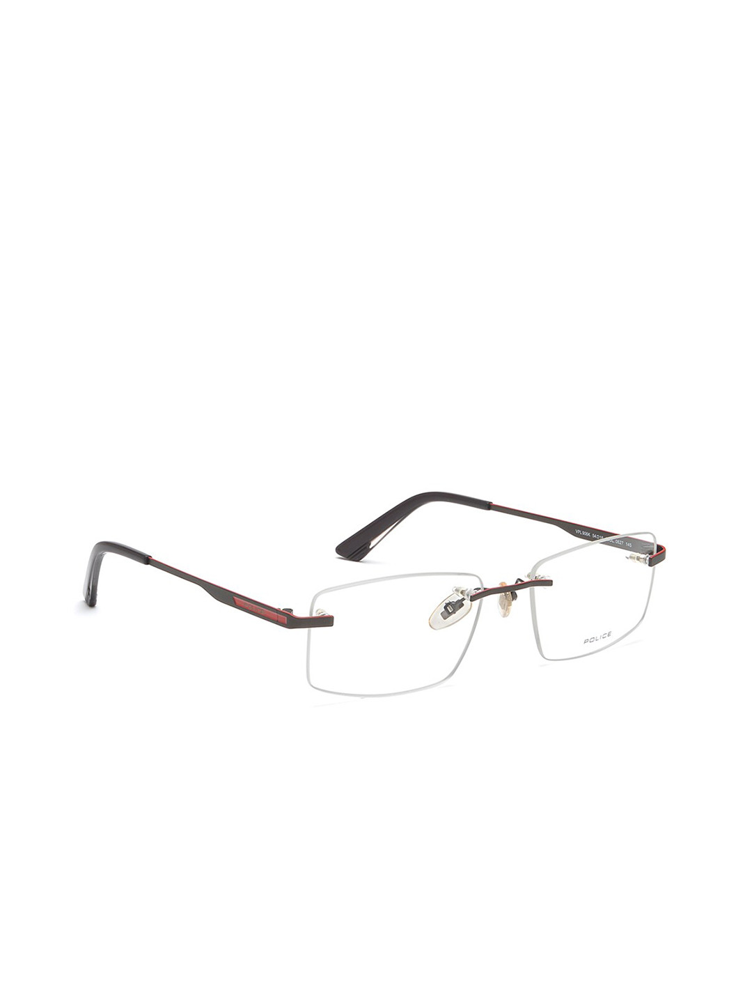Police Men Brown Rimless Square Frames VPL906K54627FR