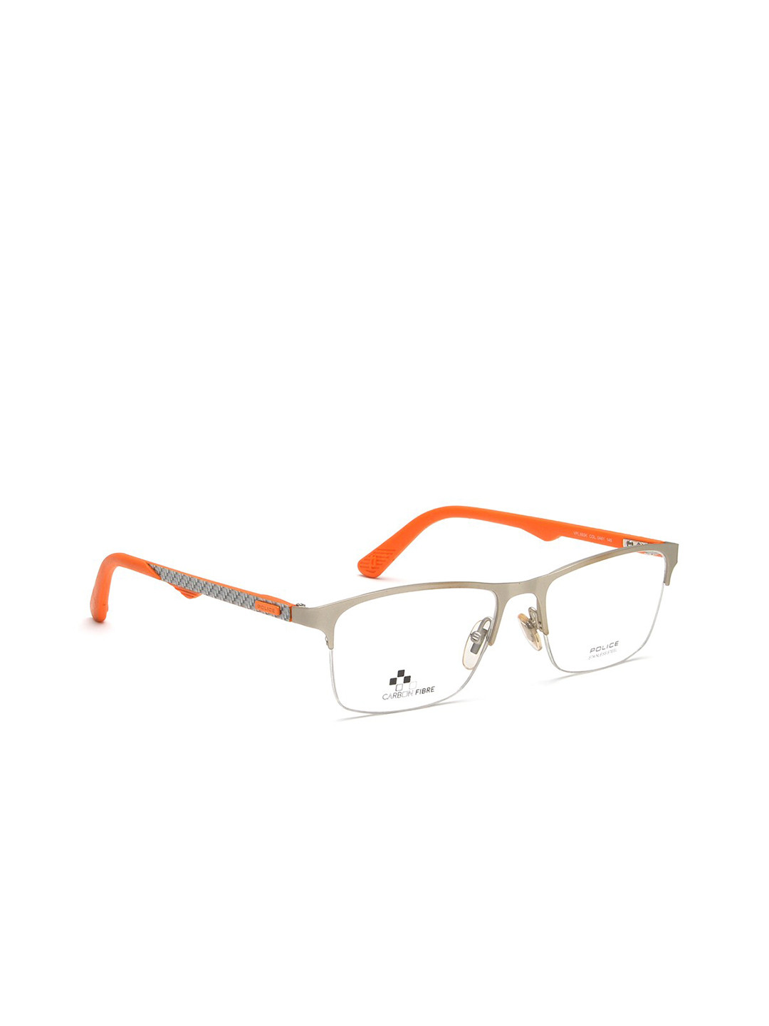 Police Men White & Orange Half Rim Rectangle Frames