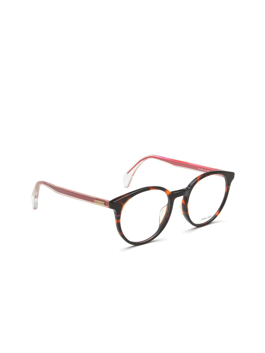 Police Women Brown Tortoise Shell Full Rim Round Frames