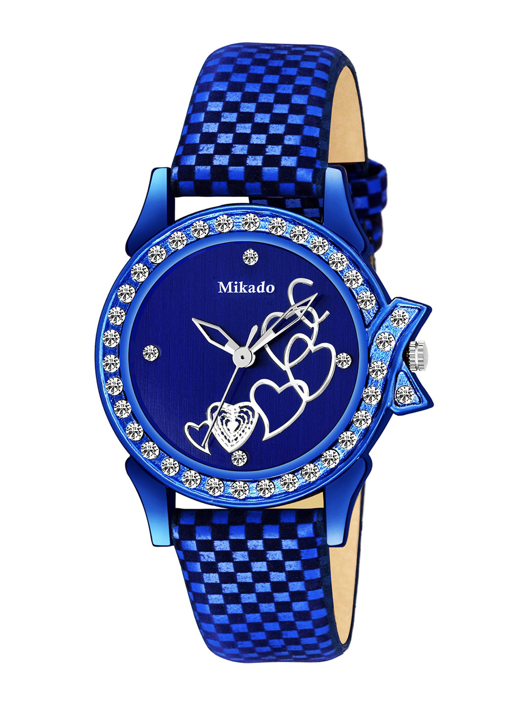 Mikado Women Blue Brass Dial & Leather Textured Straps Analogue Watch Sk 22922