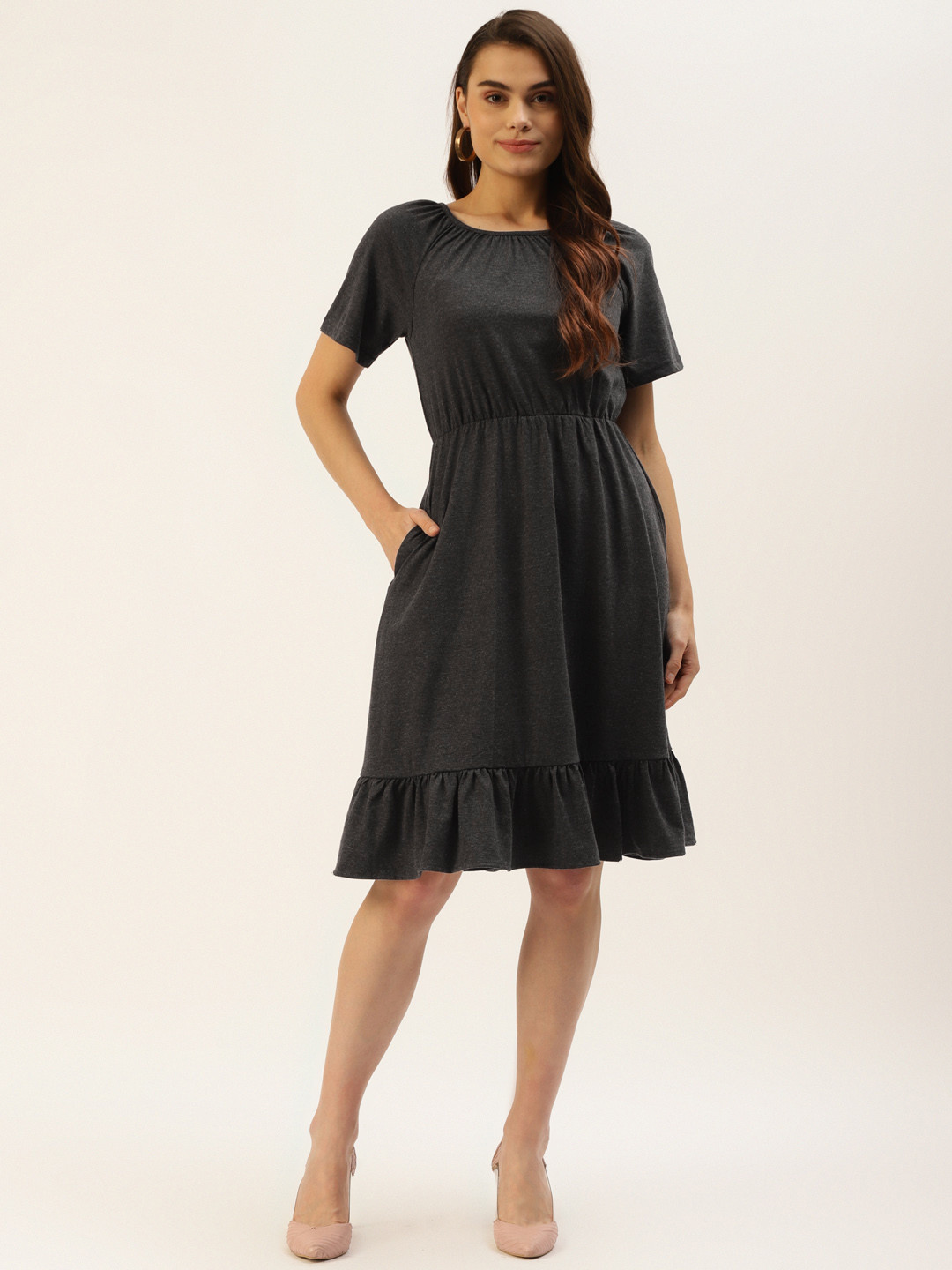 BRINNS Charcoal A-Line Midi Dress