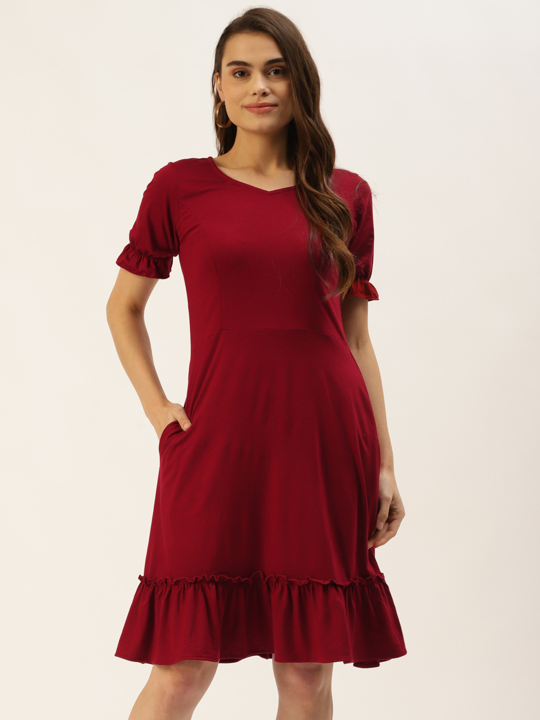 BRINNS Maroon A-Line Dress