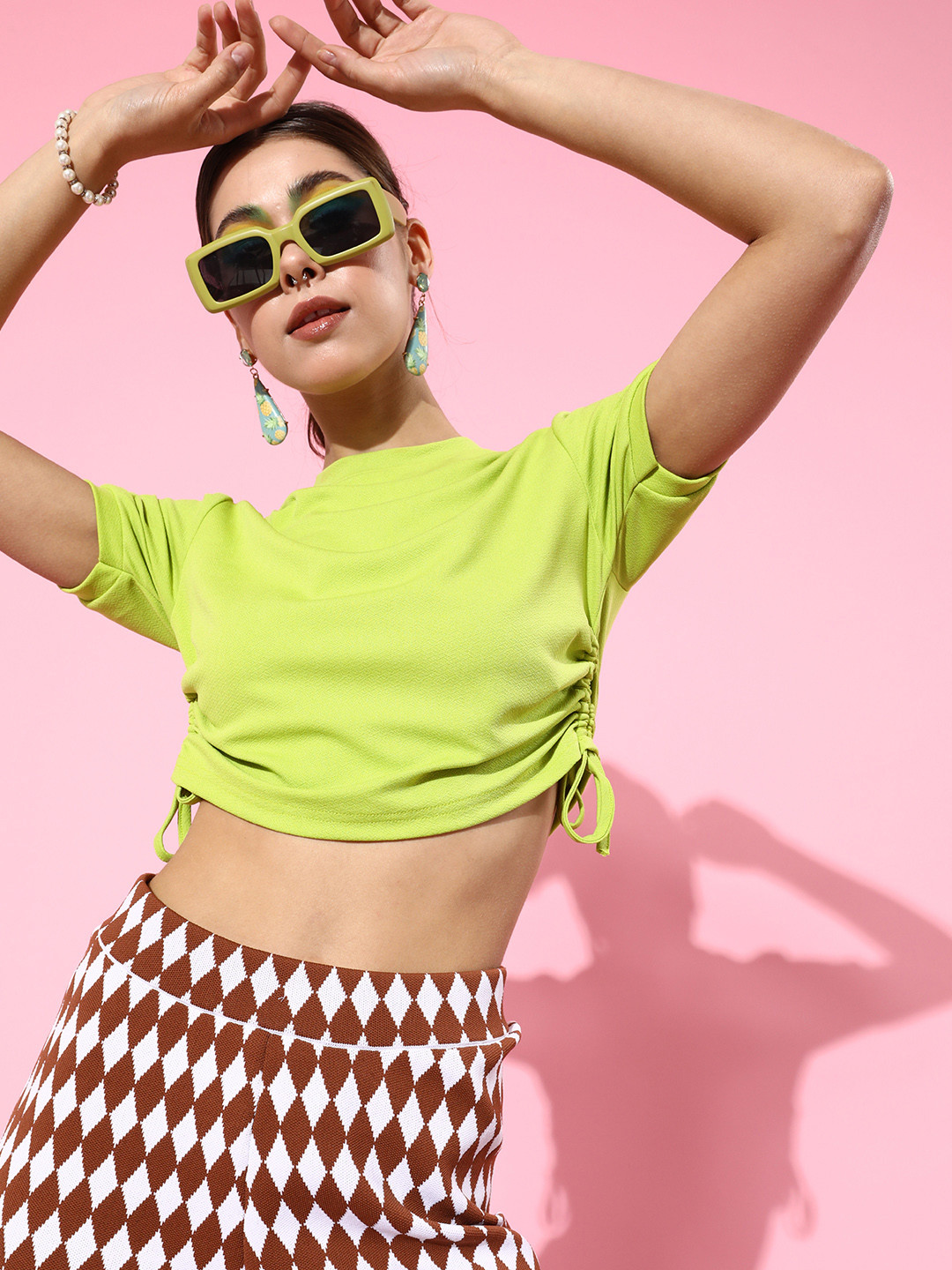 Uptownie Lite Women Attractive Lime Green Solid Baby Tee