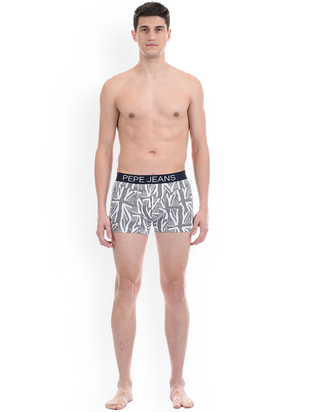 Pepe Jeans Men Grey & White Printed Trunks 8904311312345