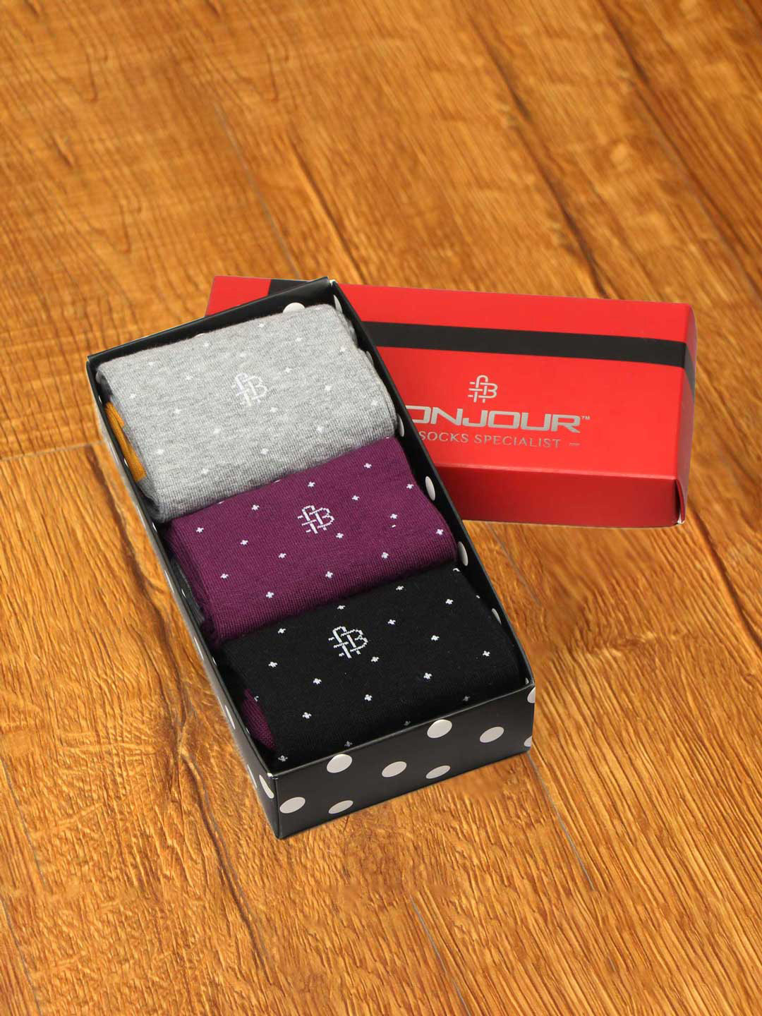 Bonjour Men Pack of 3 Assorted Calf Length Socks