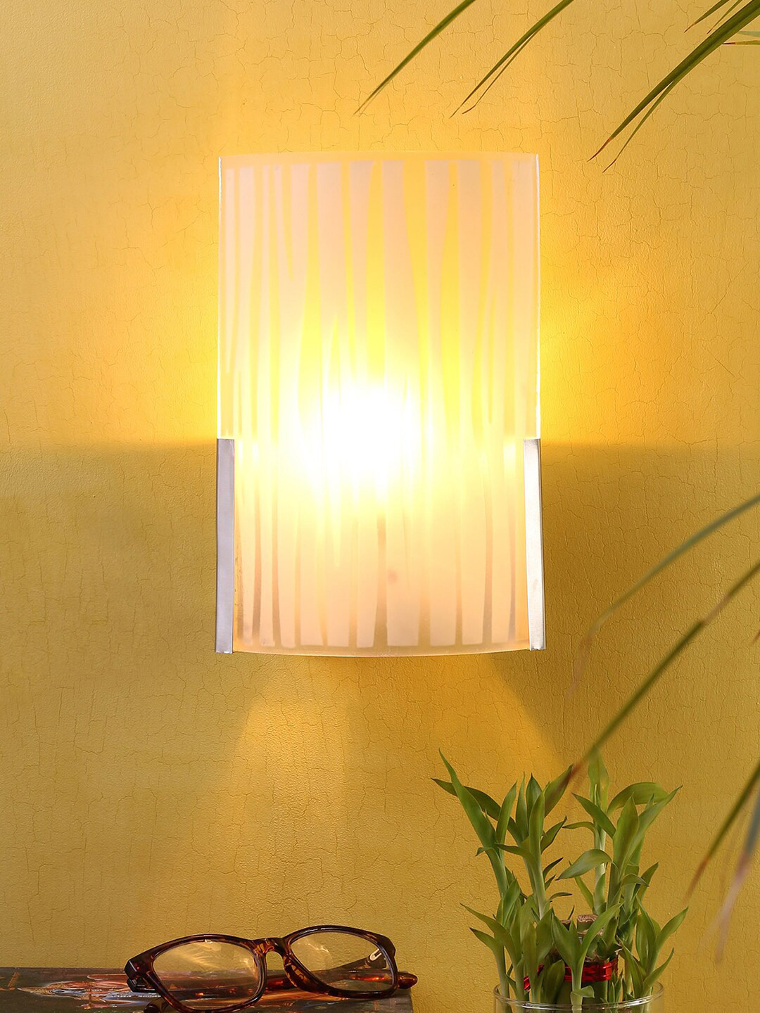 Devansh Off White Steel & Glass Wall Mounted Light