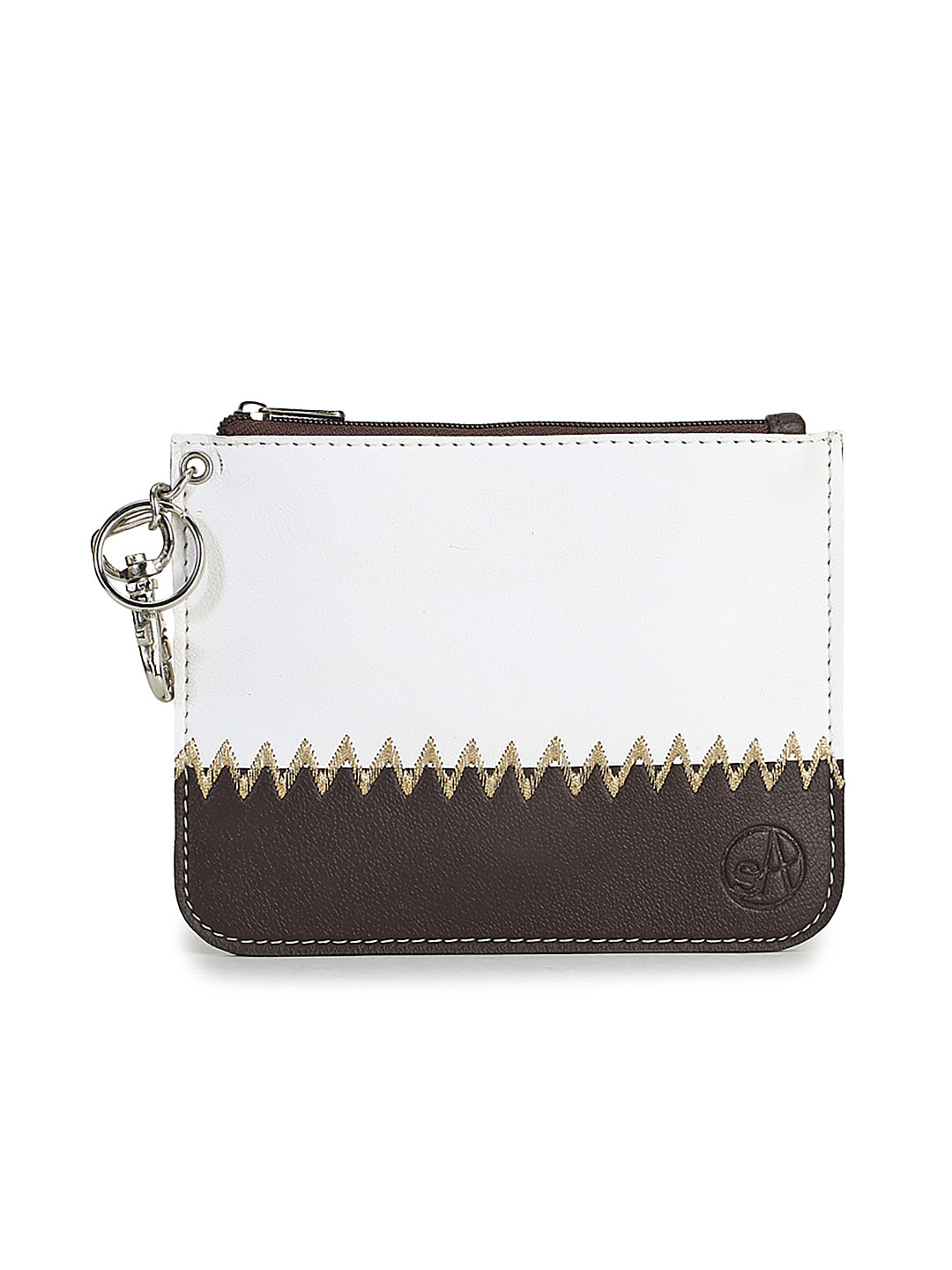 Spice Art Women White & Grey Embroidered Coin Pouch