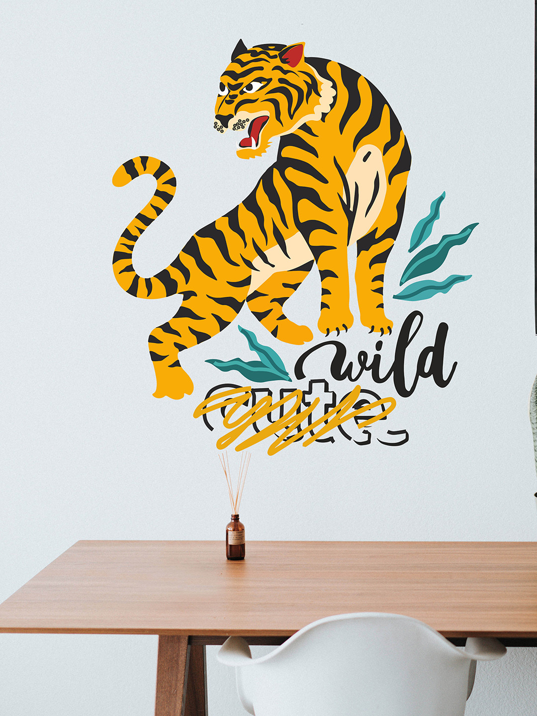 RANGOLI Kids Yellow & Black Wild Cute Tiger Wall Sticker