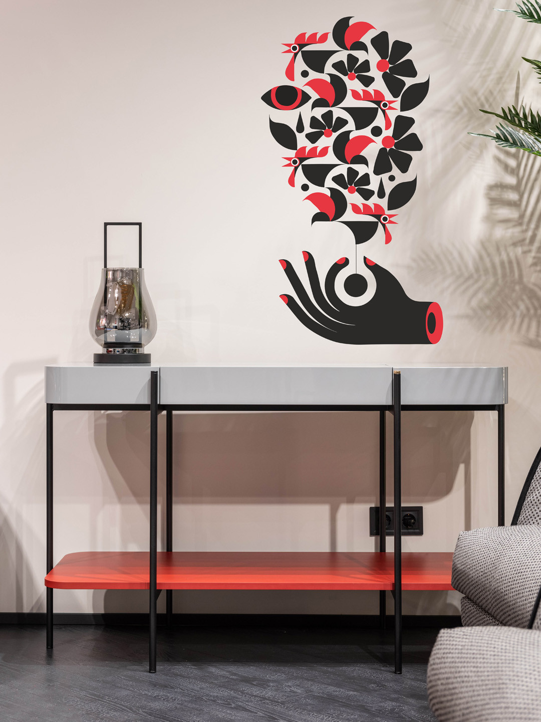 RANGOLI Red & Black Hands Of Ideas Wall Sticker