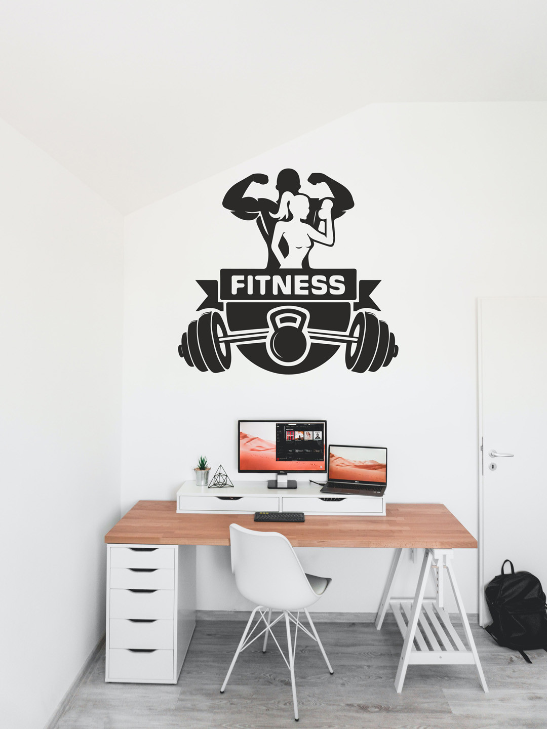 RANGOLI Kids Black Fitness Gym Self Adhesive Wall Sticker