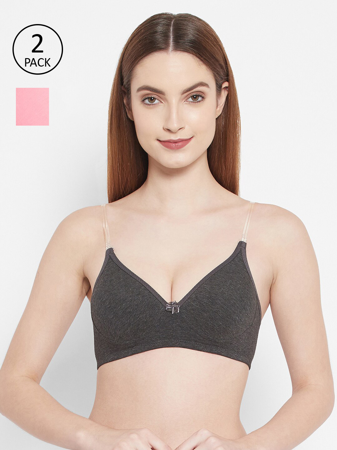 Floret Pack of 2 Seamless Non-Wired Padded T-Shirt Bra with Multiway Regular and T Straps