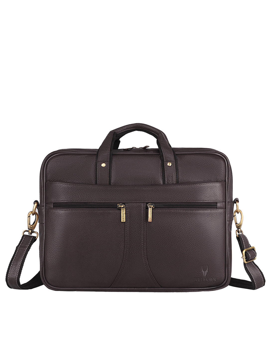 WildHorn Men Brown Leather Laptop Bag