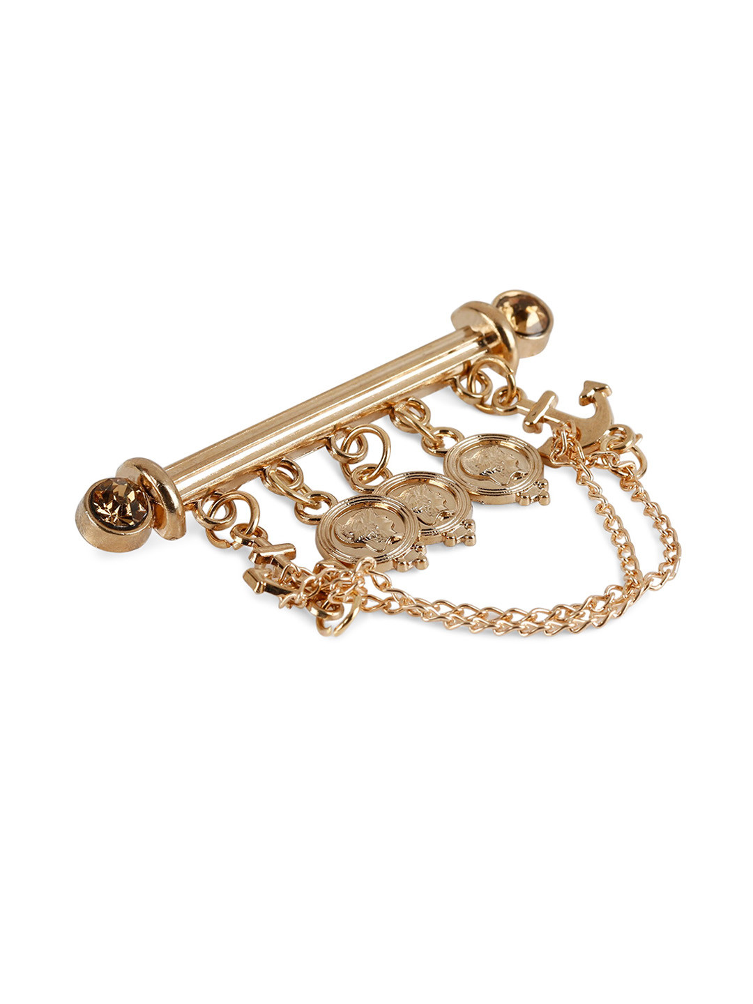 Alvaro Castagnino Men Gold-Toned Embellished Stylish Brooch Pin