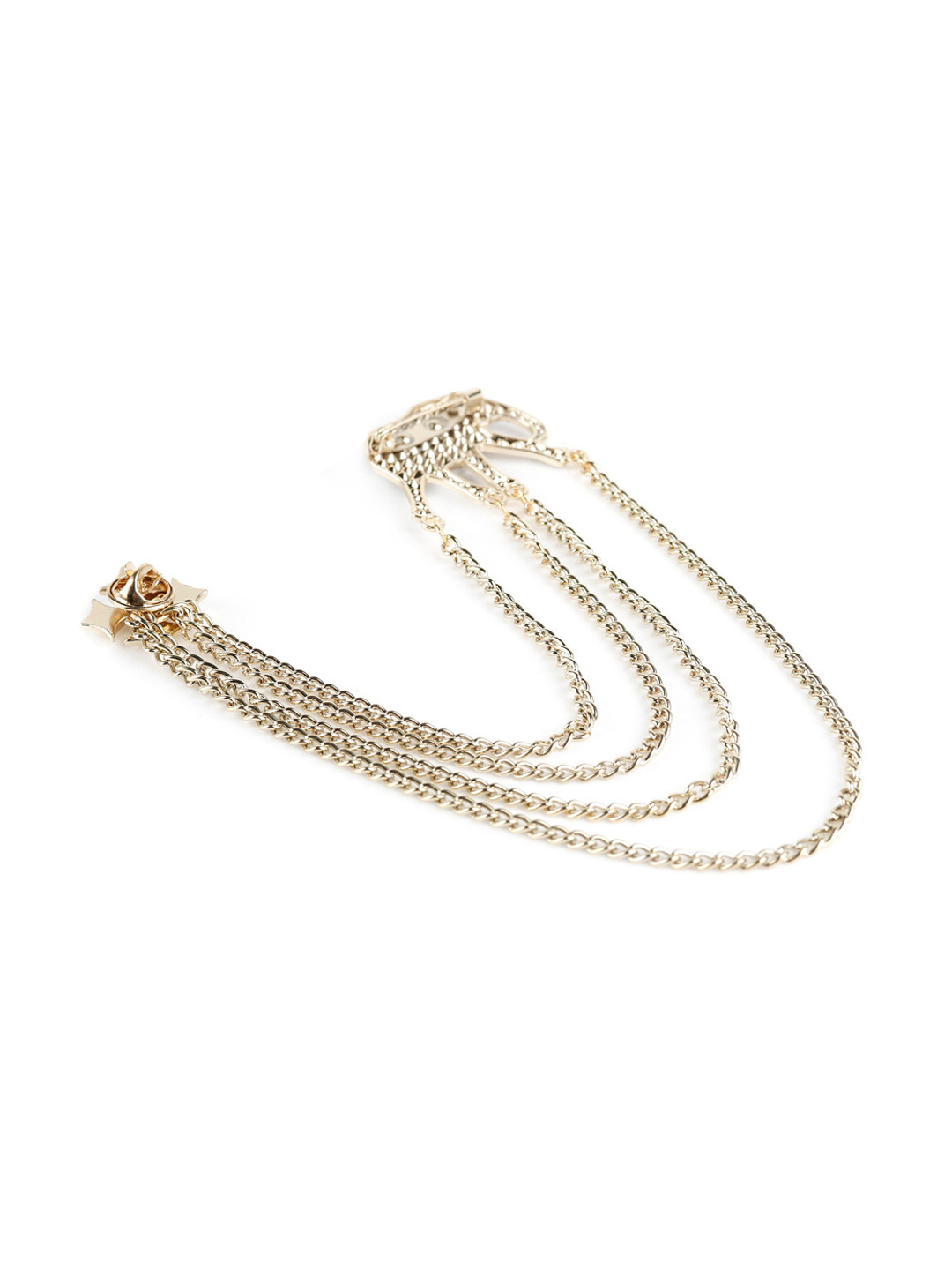 Alvaro Castagnino Men Gold-Toned & Black Stones-Studded Embellished Stylish Brooch Pin