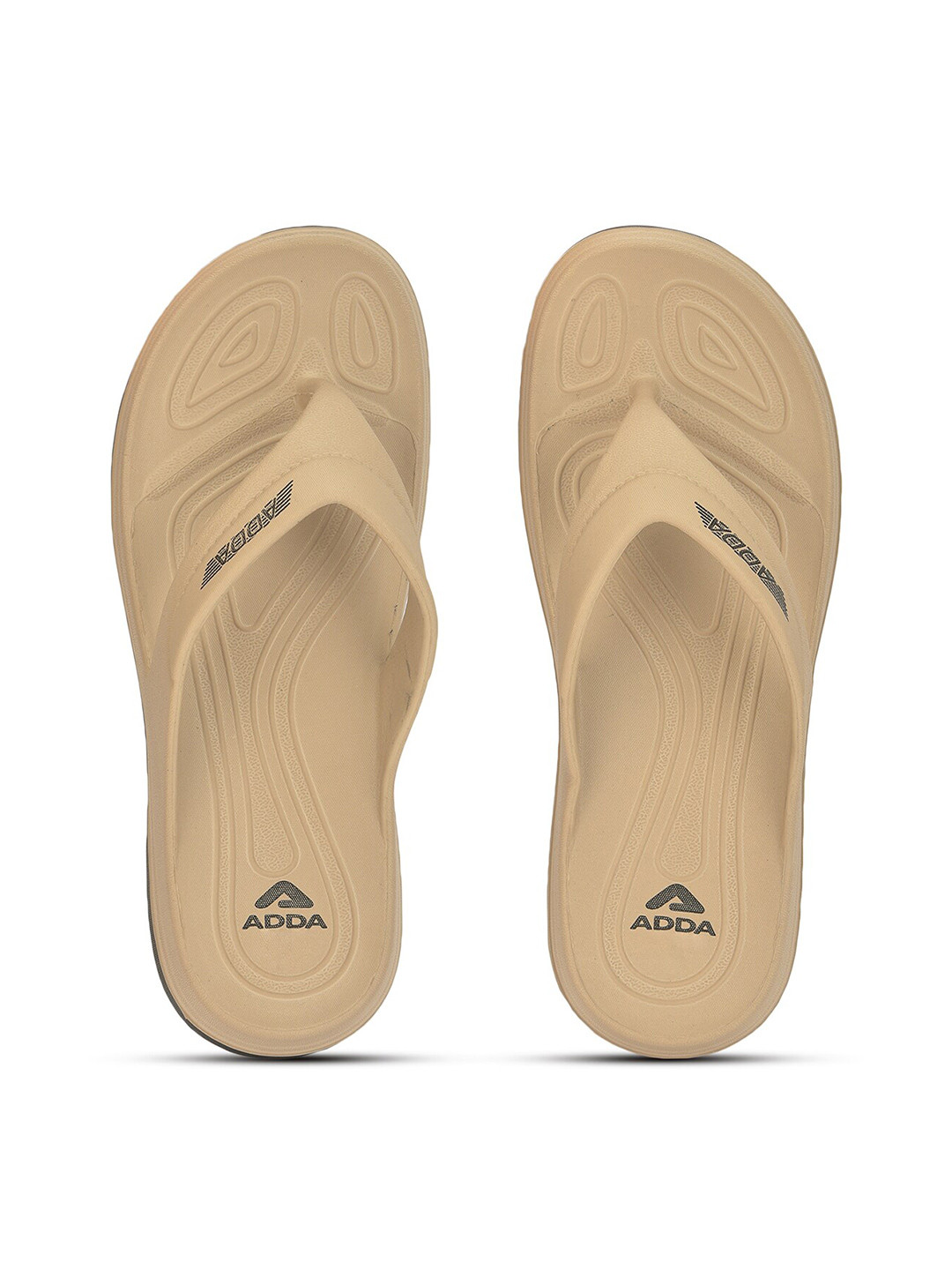 Adda Men Beige Rubber Thong Flip-Flops