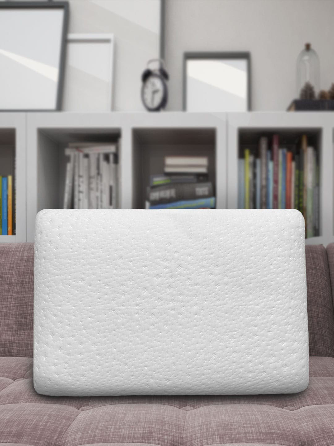 Aura Laika White Solid Polyester Adjustable Medium Memory Foam Therapedic Pillow-69 x 44 cm