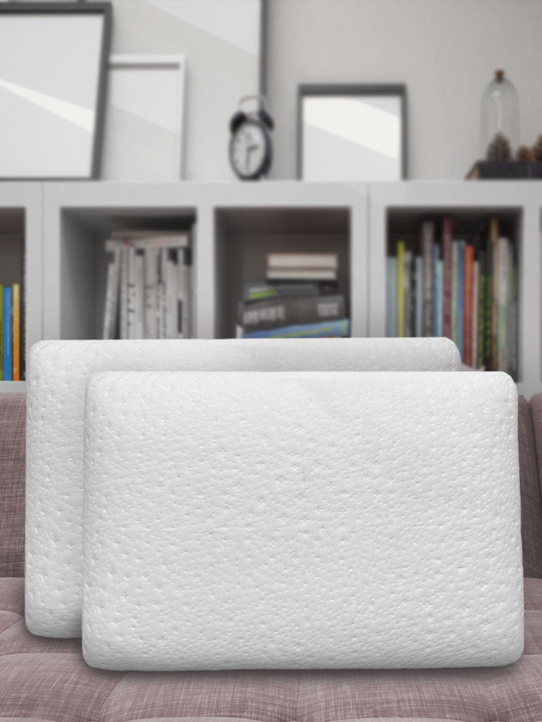 Aura White Solid Polyester Adjustable Set of 2 Medium Memory Foam Therapedic Pillow-11 x 36 x56 cm