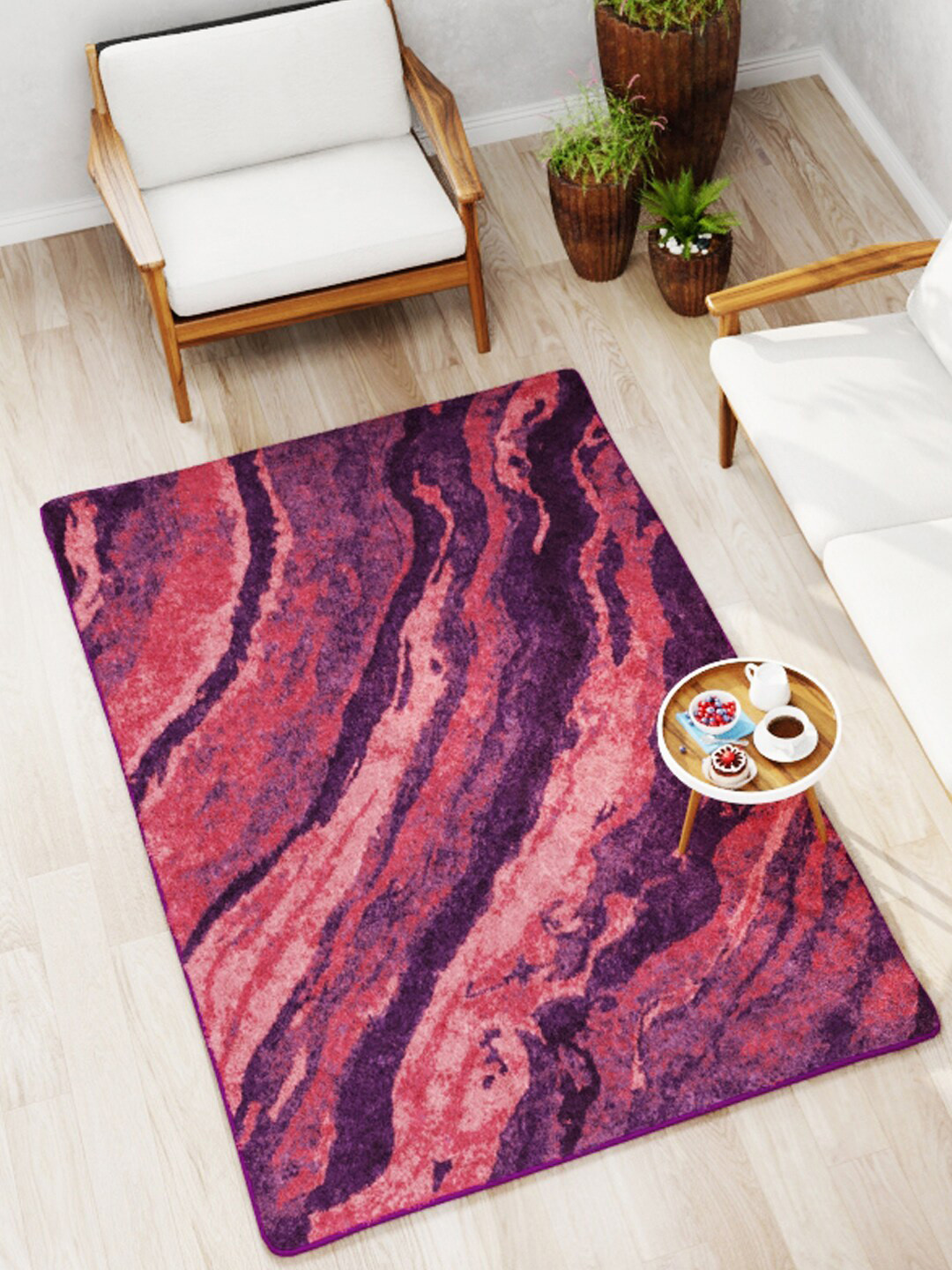 BIANCA Purple & Red Non-Slip Rubber Rug Carpet