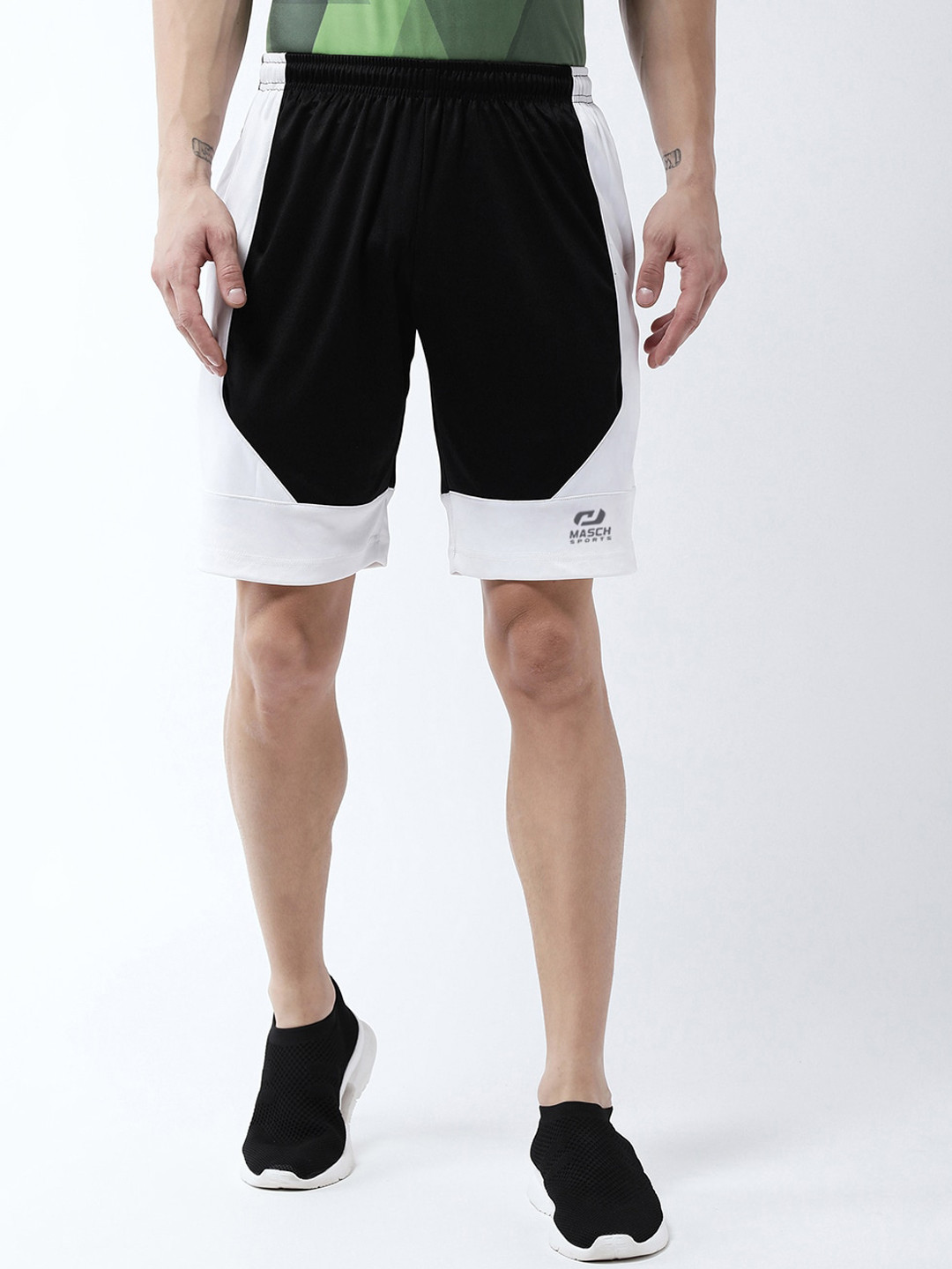 Masch Sports Men Black Colourblocked Dri-Fit Sports Shorts