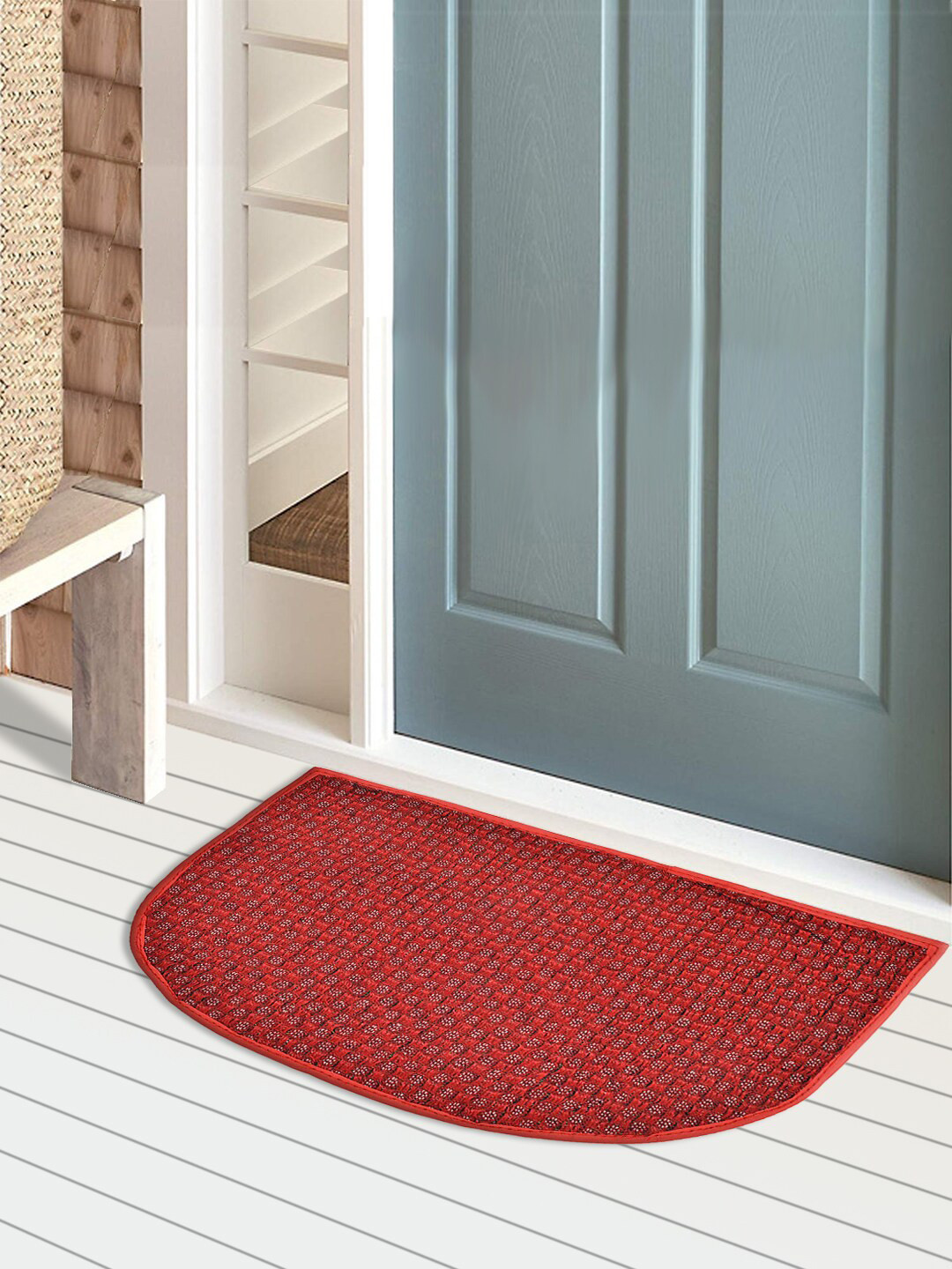 Kuber Industries Red Printed Anti Skid Doormats
