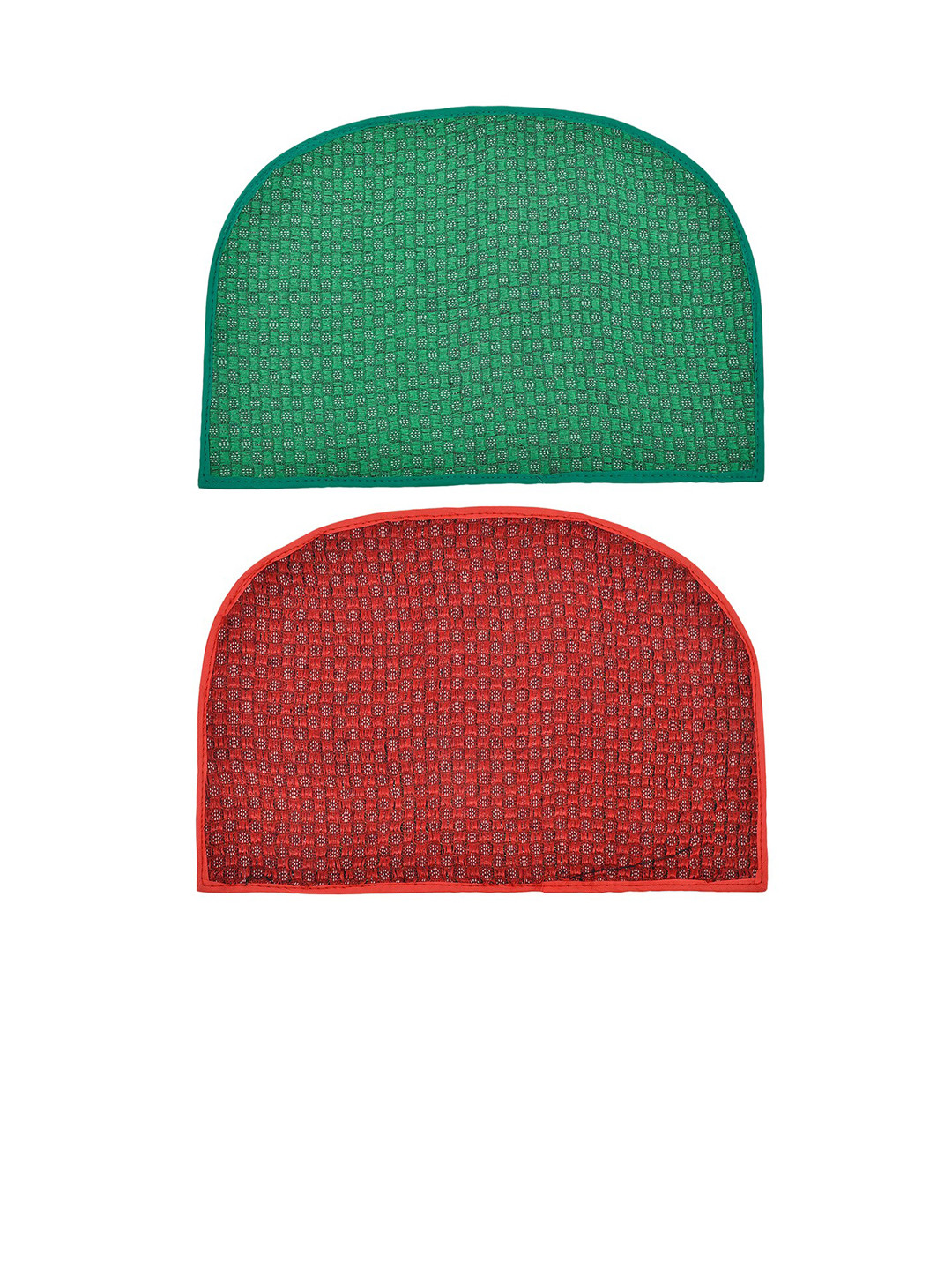 Kuber Industries Pack of 2 Red & Green Anti-Skid Rubber Door Mat